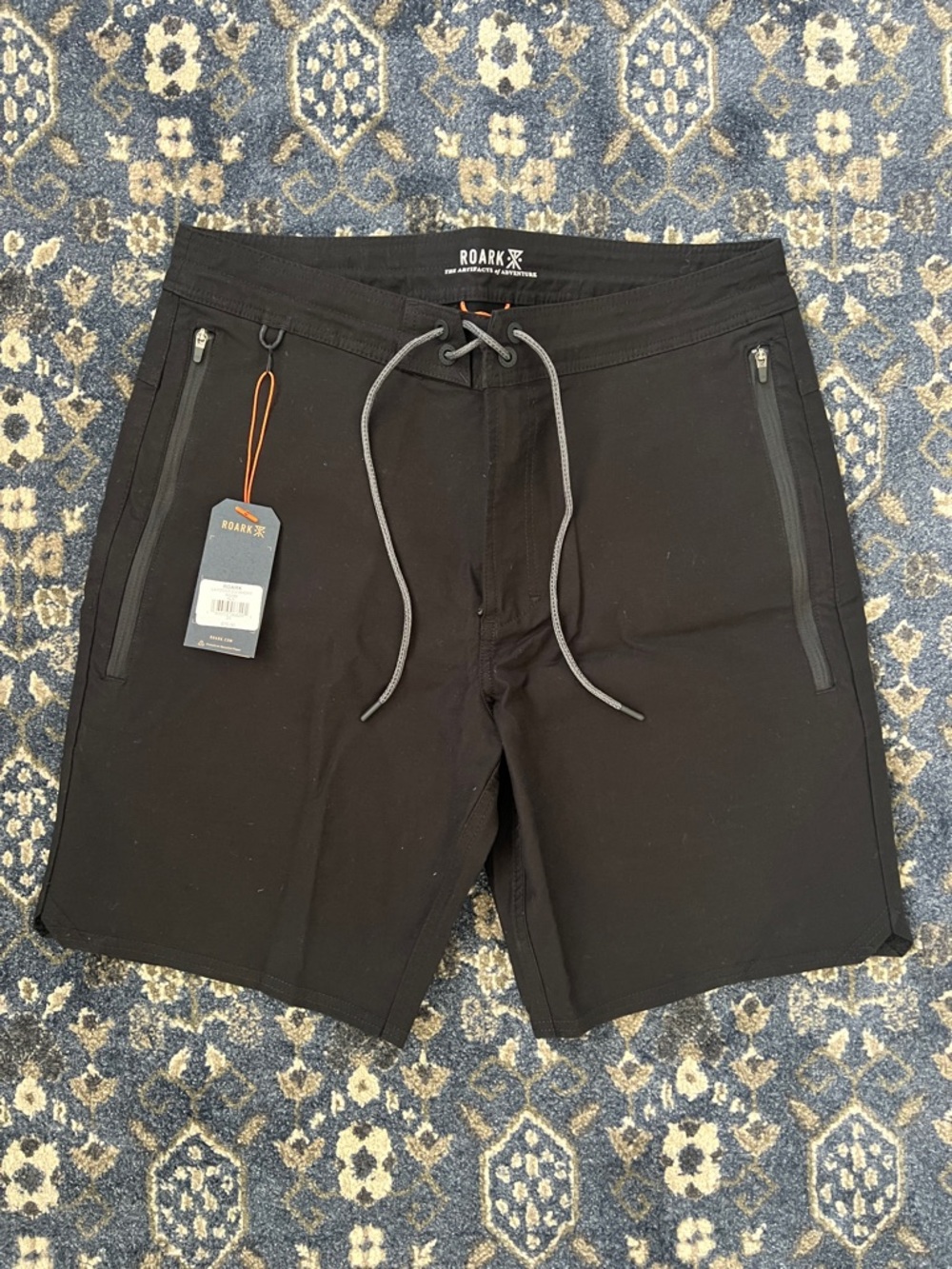 Roark Black Layover 2.0 Short with Orange Drawcord Accent